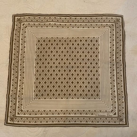 Vintage Christian Dior small square cotton scarf handkerchief - Picture 4 of 12